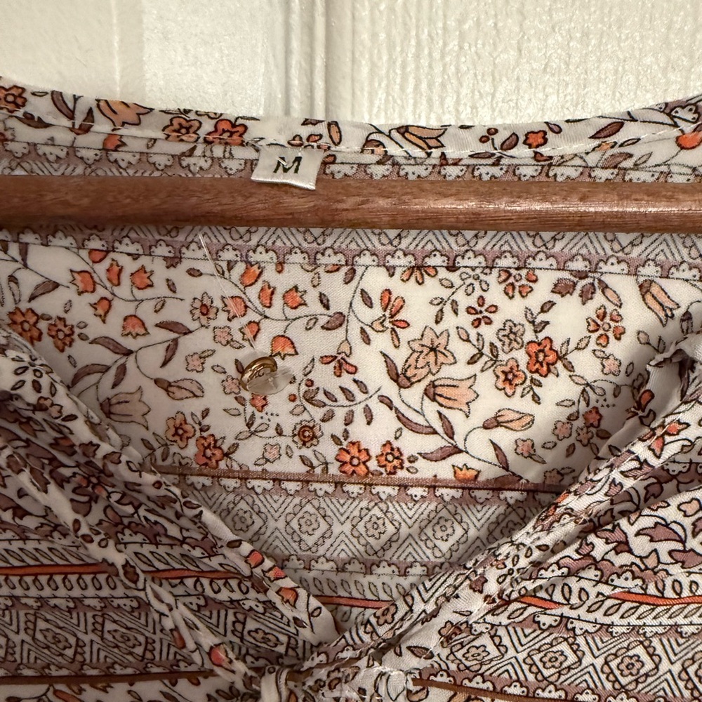 Boho Boheme yellow Floral Patterned Women's Top medium Anthropologie $89 - Picture 3 of 4